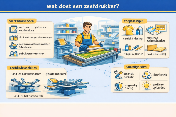 Alles over het beroep zeefdrukker Wat doet een zeefdrukker